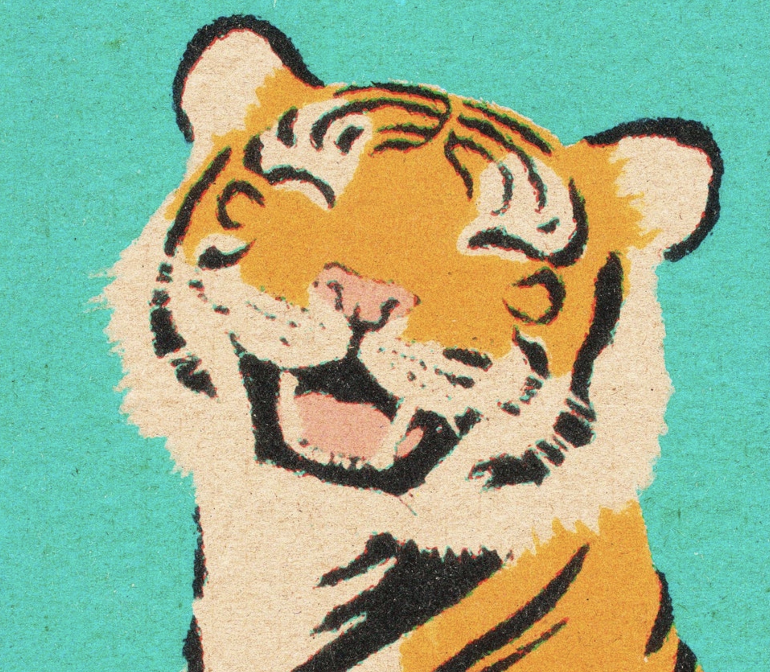 a very happy full tiger